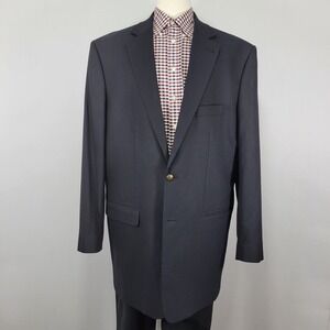 GS PERFECT FIT Men's Sport Coat Blazer Two Button Deep Navy Polyester Blend 46XL
